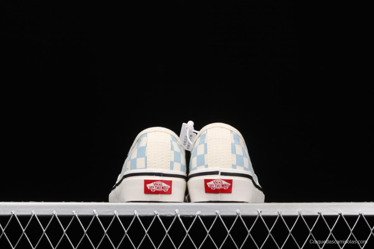 Vans Authentic 44 DX Anaheim milk blue and white checkerboard plaid low upper canvas shoes VN0A54F241J