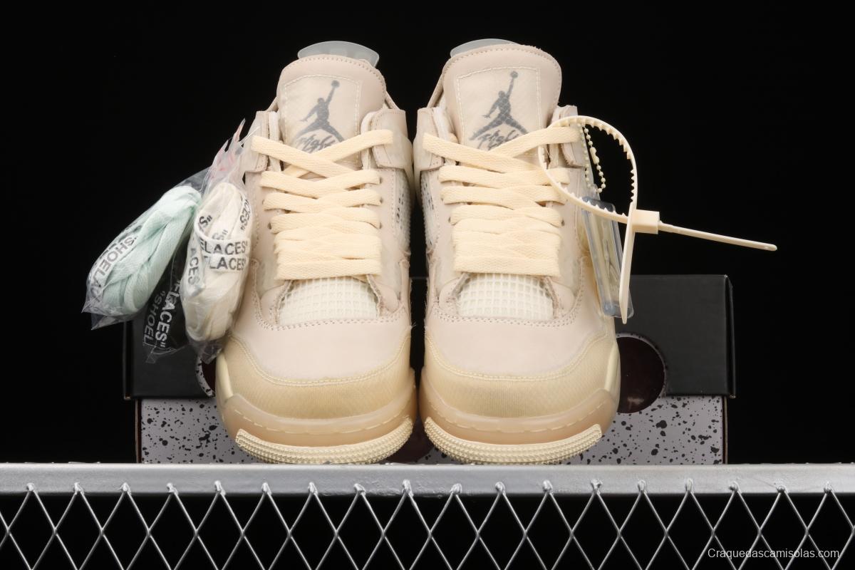 OFF-White x Air Jordan 4 Retro Cream/Sail help retro leisure sports culture basketball shoes CV9388-100