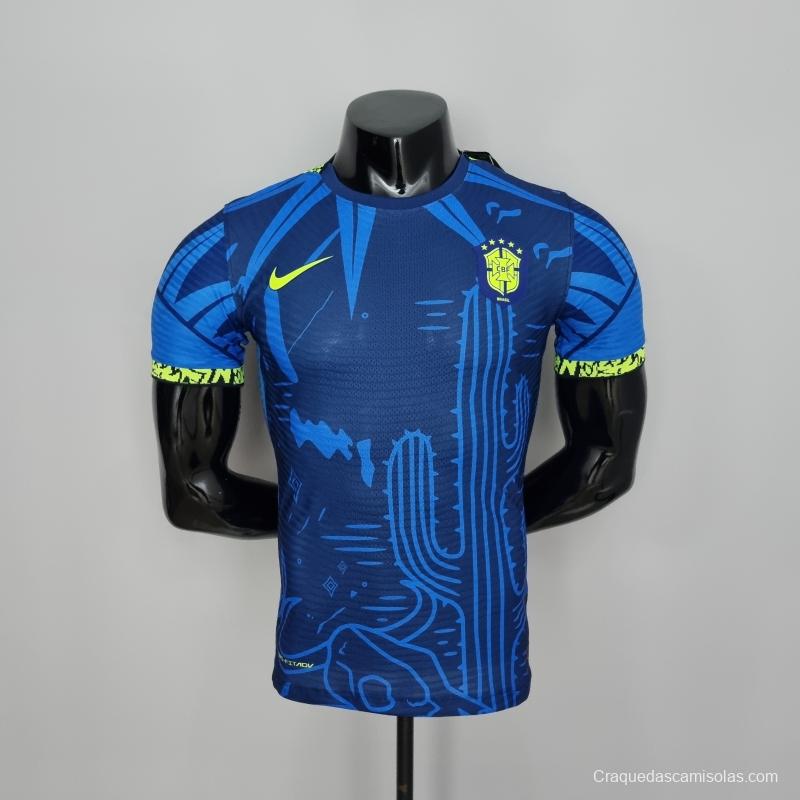 2022 Brazil Player Version Classic Blue Soccer Jersey