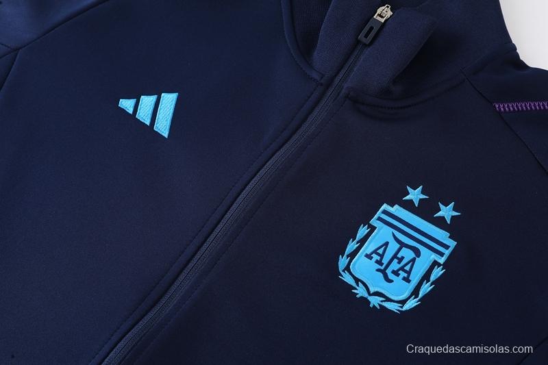 2022 Argentina Navy Full Zipper Tracksuit