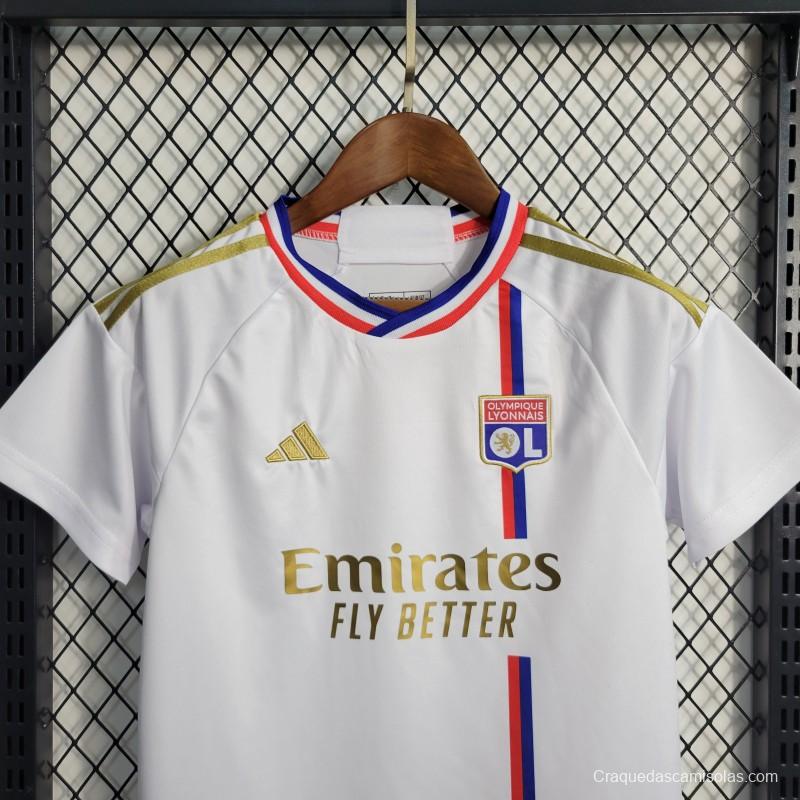 23-24 Kids Olympique Lyonnais Lyon Home Jersey Size 16-28