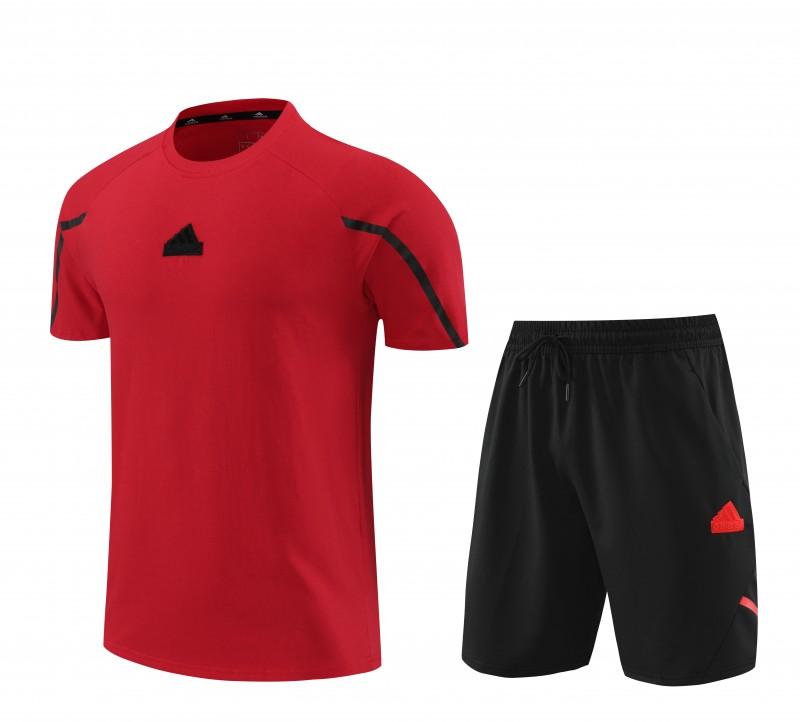 23/24 Adidas Red Cotton Short Sleeve Jersey+Shorts