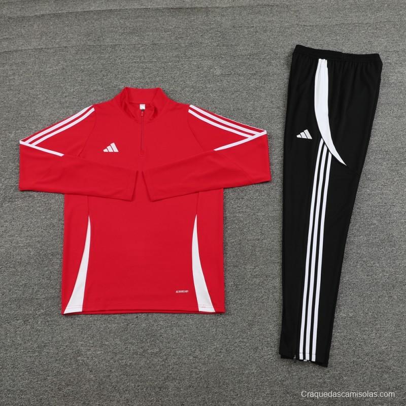 2024 Adidas Red Half Zipper Jacket+Pants