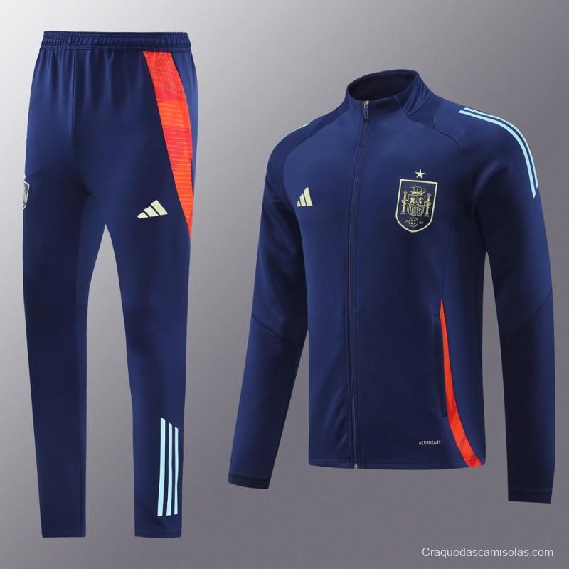 2024 Spain Navy Full Zipper Jacket +Long Pants