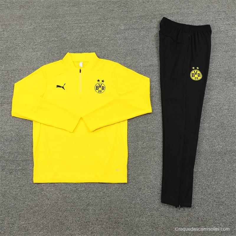 24/25 Borussia Dortmund Yellow Half Zipper Jacket+Long Pants